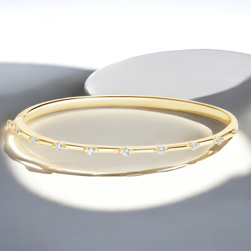 Lab Diamond Station Bangle Bracelet
