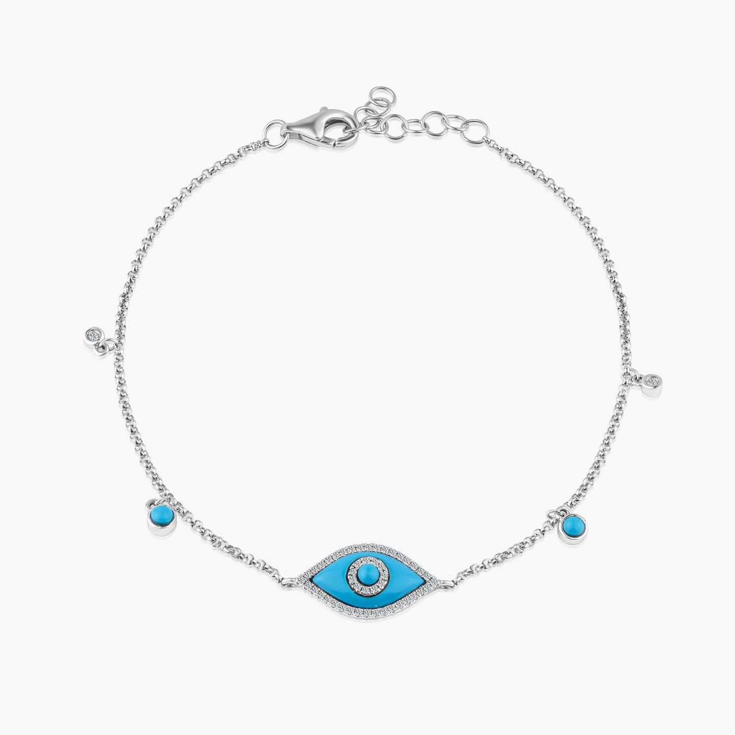 14K White Gold Evil Eye Bracelet - B605475