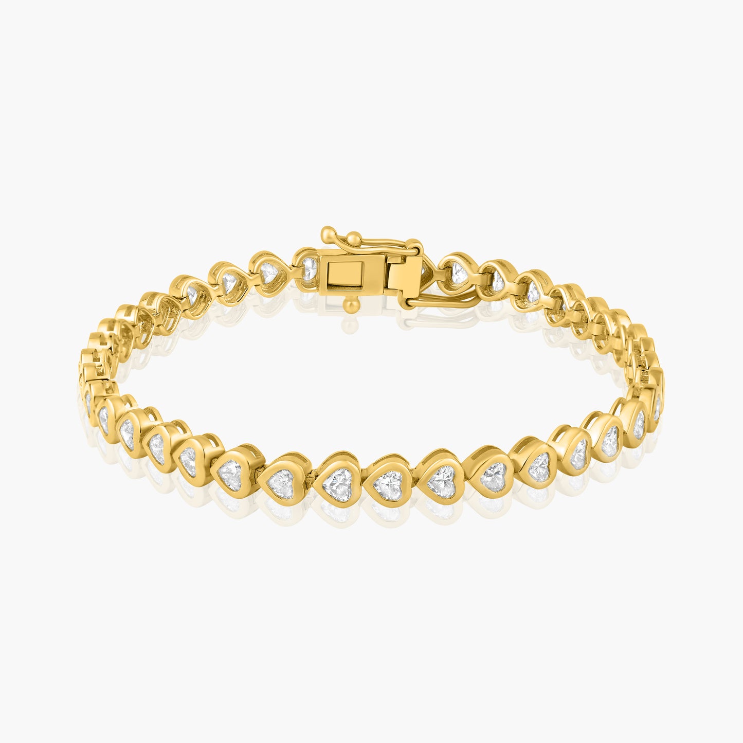 14K Yellow Gold Heart Bezel Tennis Bracelet - B60602506