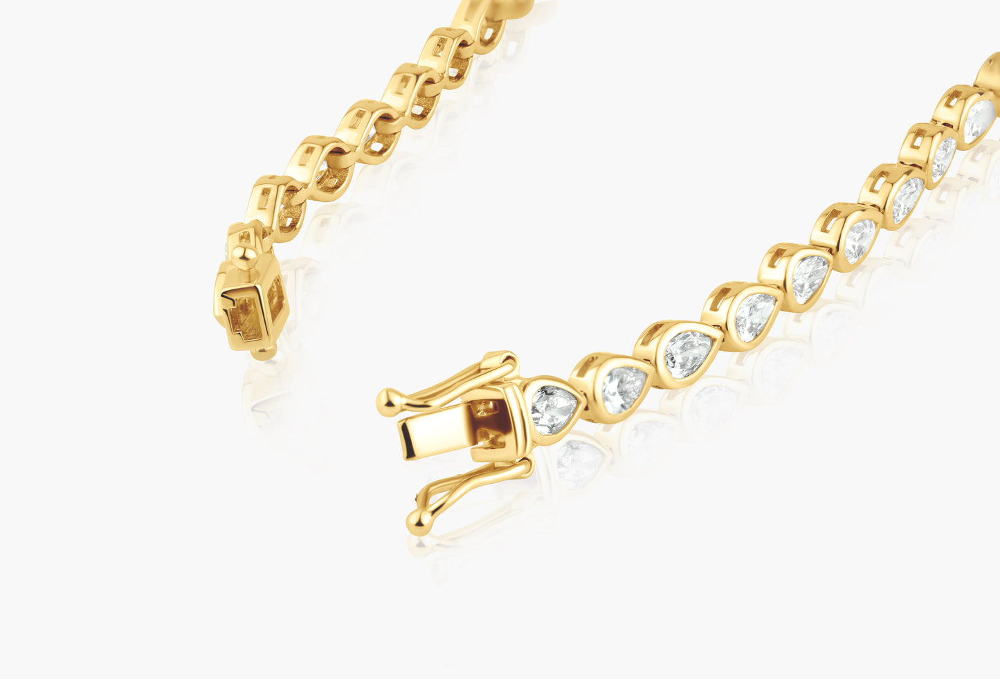 14K Yellow Gold Pear Bezel Tennis Bracelet - B60602601