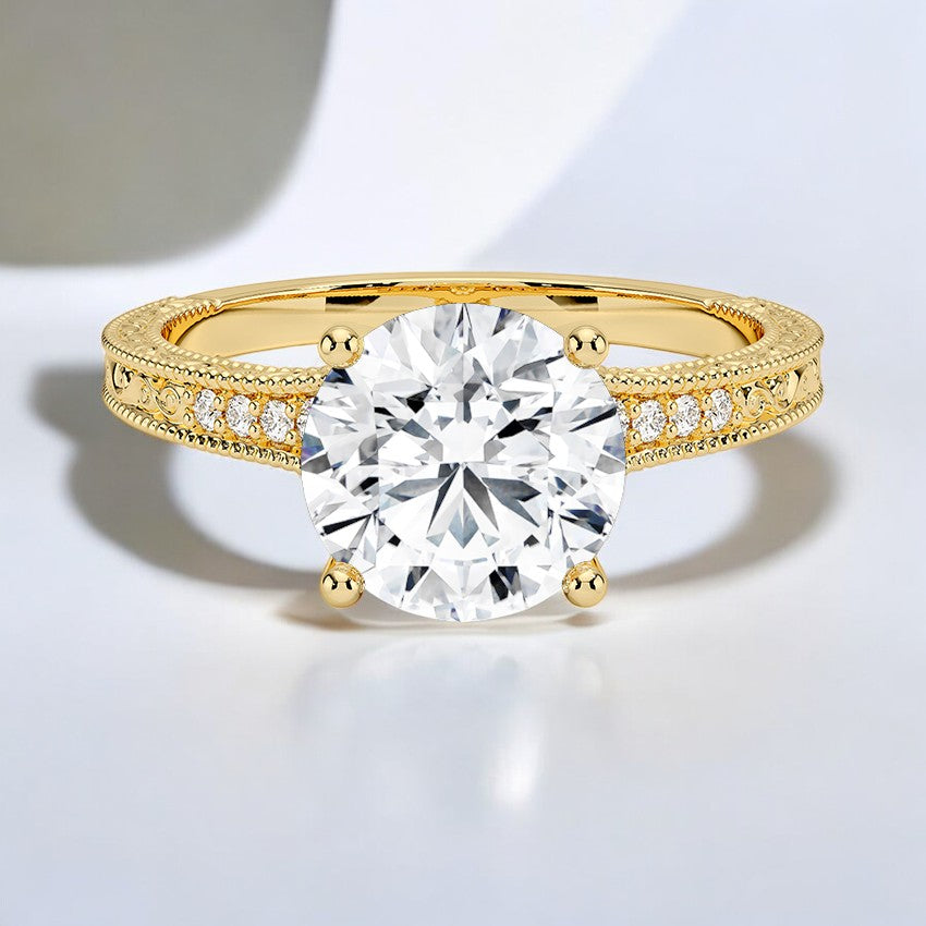 Engraved Lab Grown Diamond Engagement Ring β A Masterpiece of Fine Craftsmanship