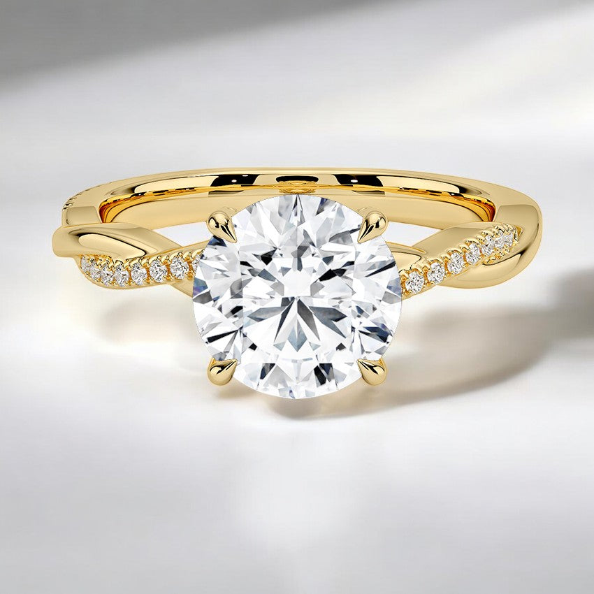 Petite Twisted Vine Hidden Halo Pavé Lab Grown Diamond Engagement Ring – Refined and Luxurious Statement Piece
