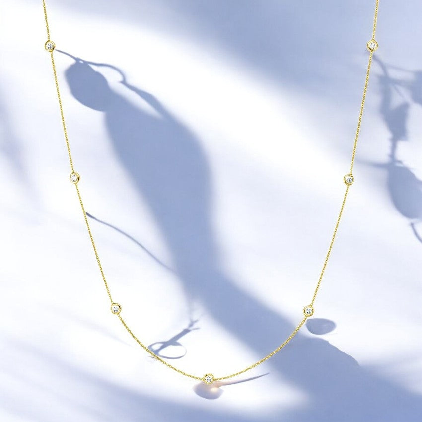 Bezel Strand Lab Diamond Station Necklace