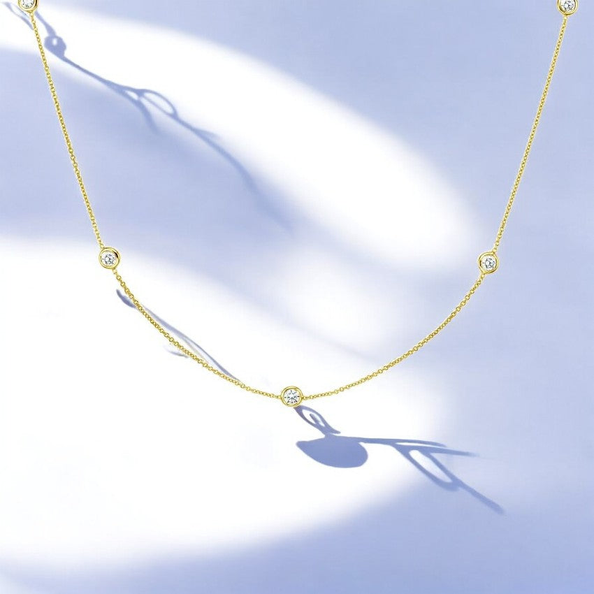 Bezel Strand Lab Diamond Station Necklace
