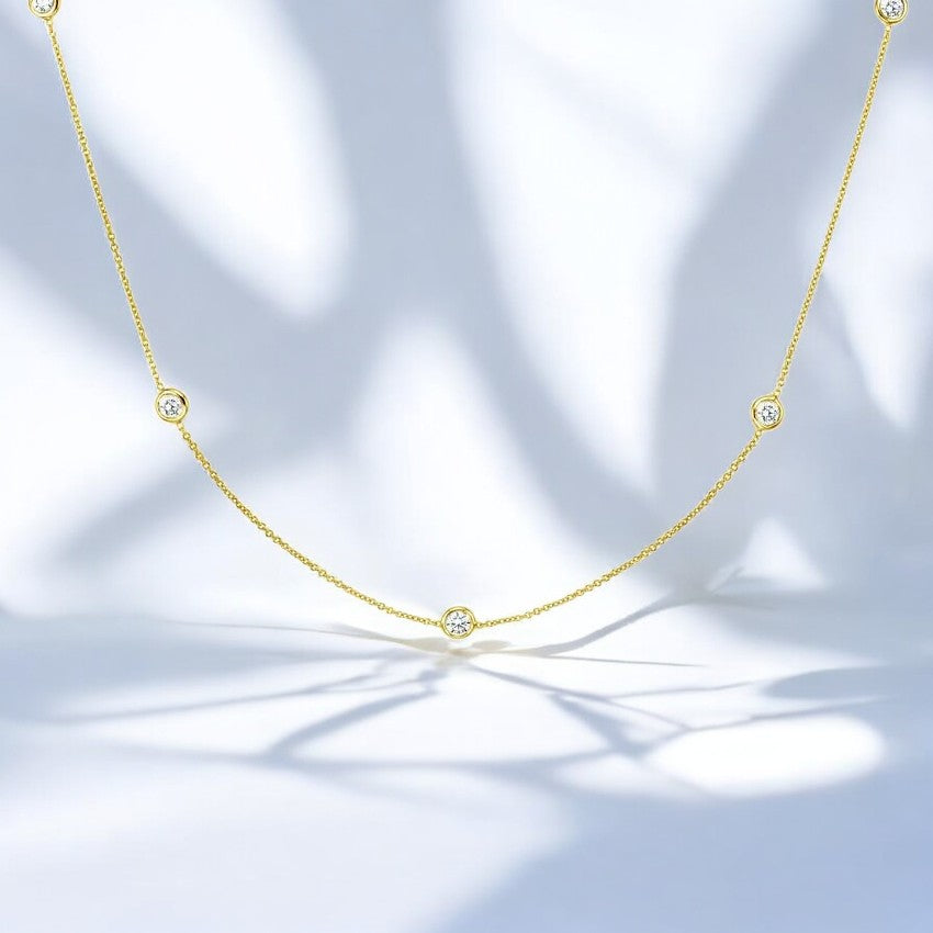 Lab Diamond 18 In. Three Station Necklace