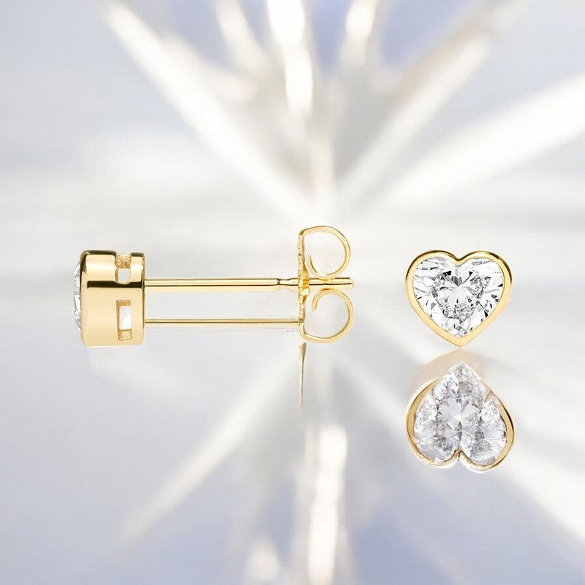 Heart Shaped Lab Diamond Bezel Stud Earrings