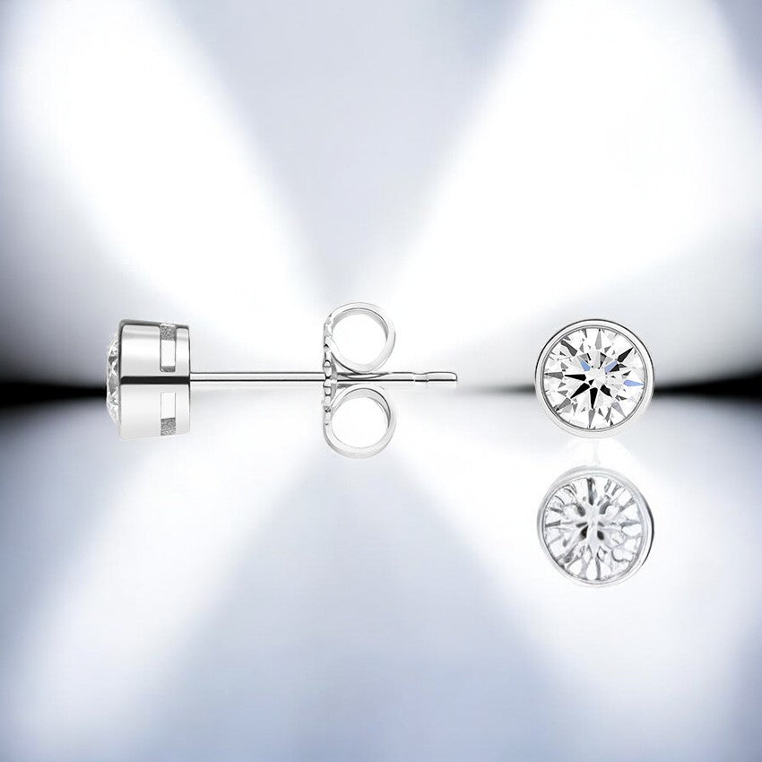 Lab Diamond Bezel Stud Earrings