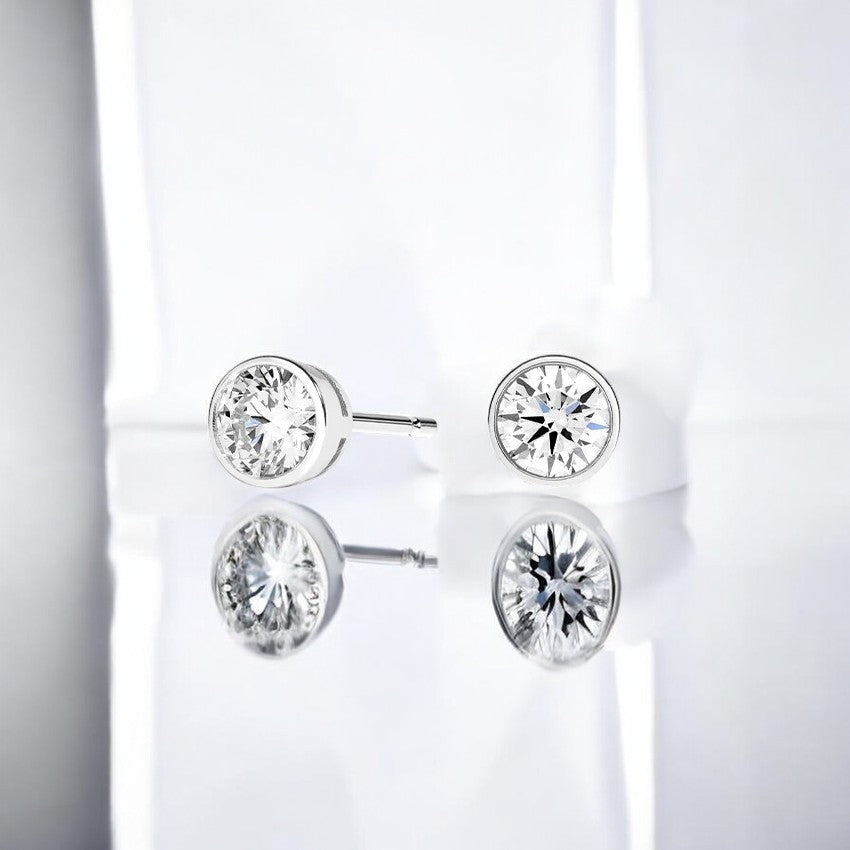 Diamond Bezel Stud Earrings