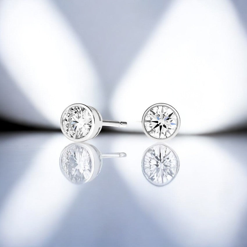 Lab Diamond Bezel Stud Earrings