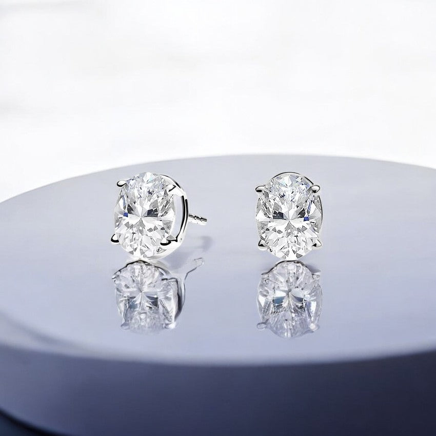 Oval Lab Grown Diamond Stud Earrings