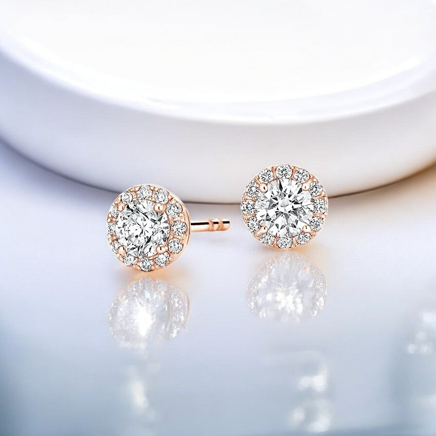 Diamond Halo Earrings