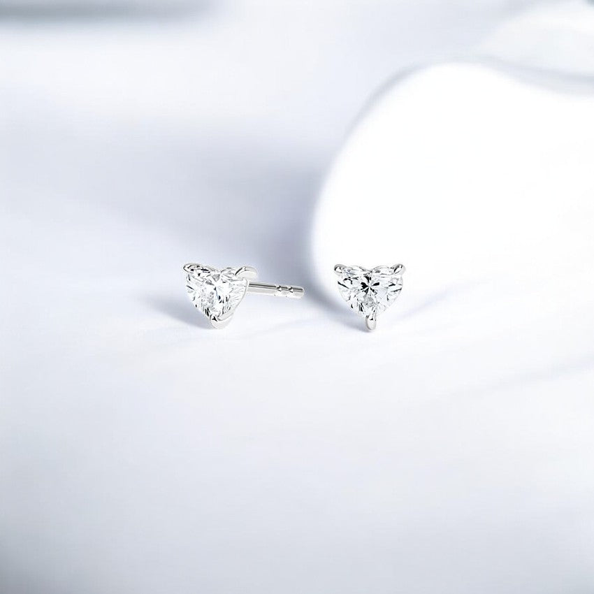 Heart Lab Diamond Stud Earrings