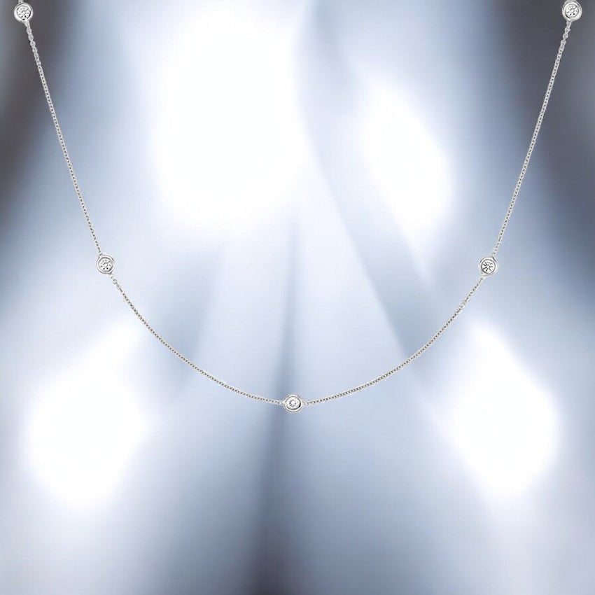 Lab Diamond 14 In. Bezel Strand Station Necklace