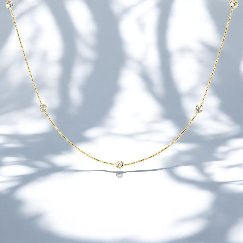 Lab Diamond 14 In. Bezel Necklace