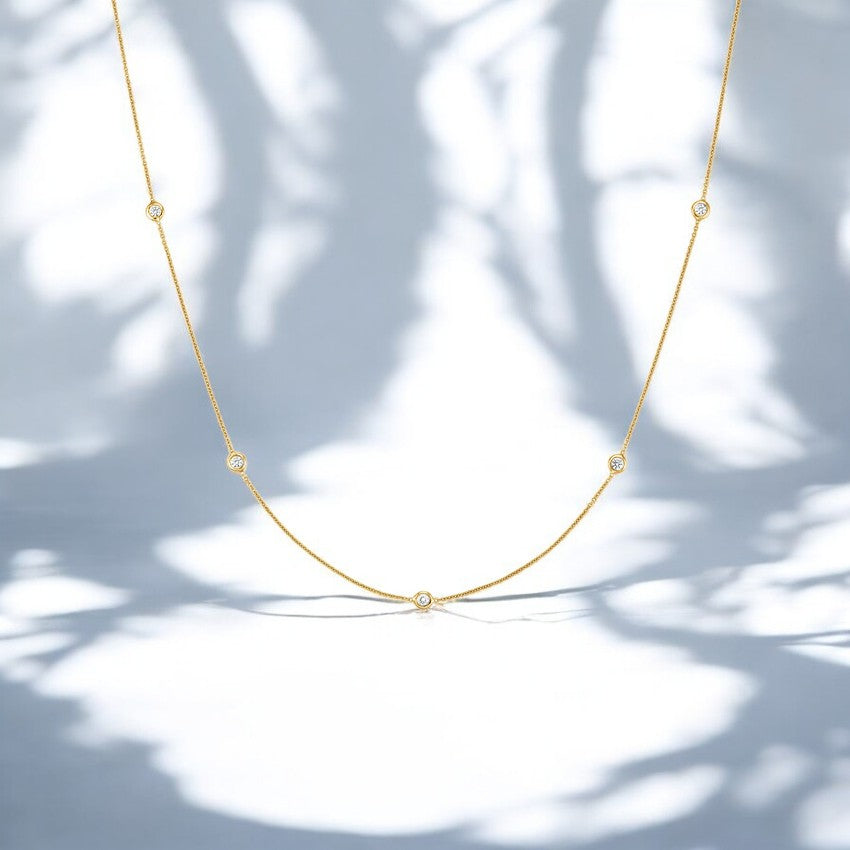 Lab Diamond 14 In. Bezel Necklace