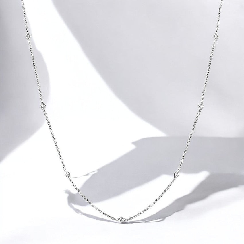 Bezel Lab Diamond Station Necklace
