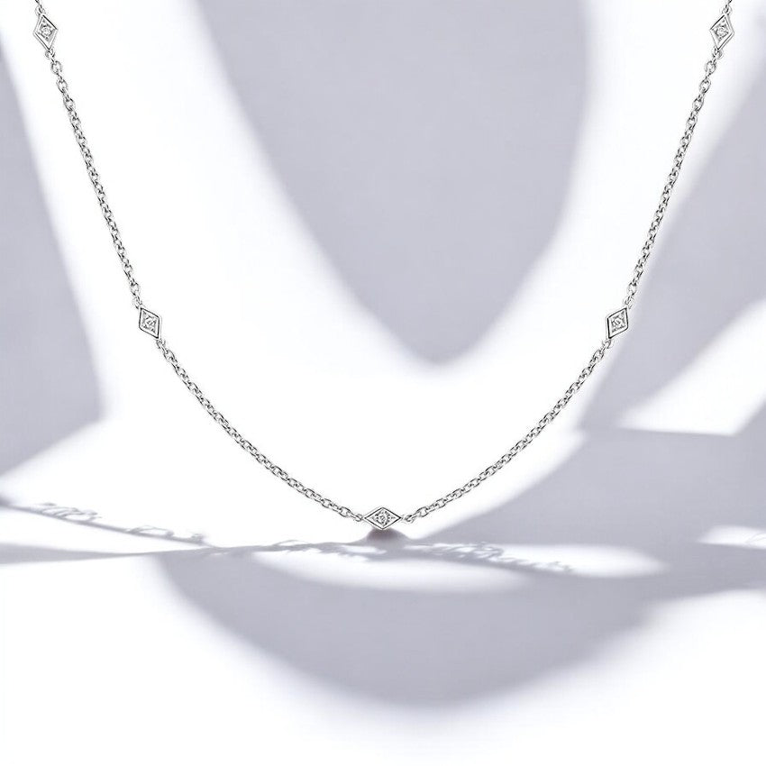 Bezel Lab Diamond Station Necklace