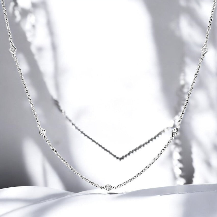 Lab Diamond 36 In. Bezel Strand Necklace