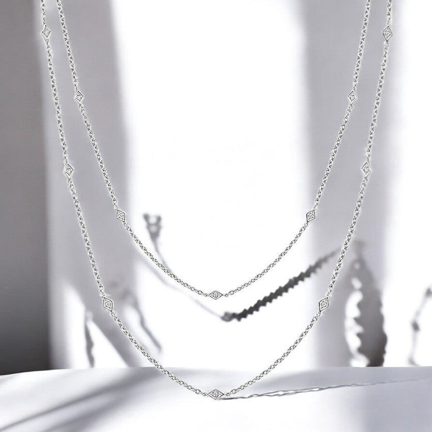 Lab Diamond 36 In. Bezel Strand Necklace