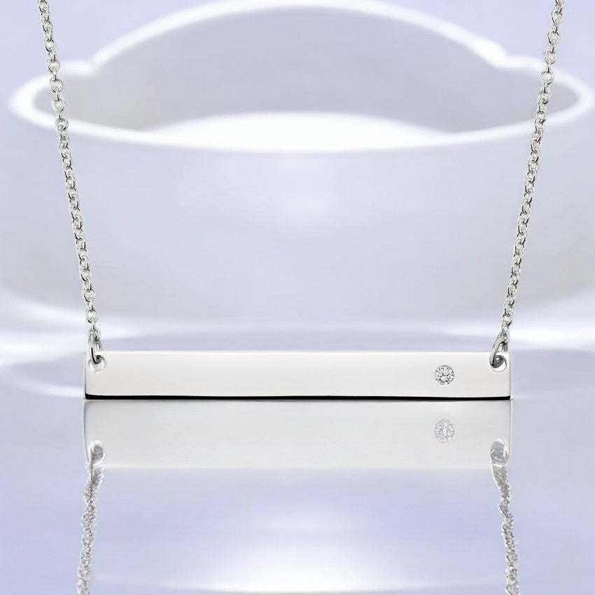 Engravable Lab Grown Diamond Horizontal Bar Pendant