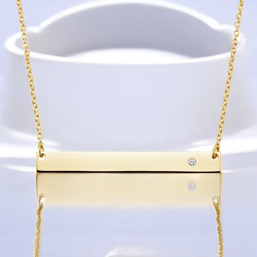 Engravable Lab Grown Diamond Horizontal Bar Pendant