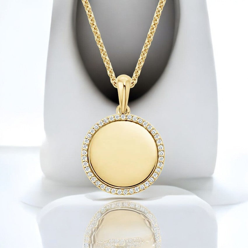 Engravable Lab Grown Diamond Disc Pendant