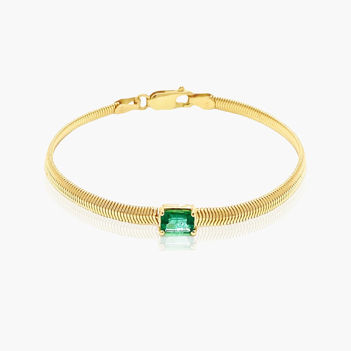 14K Yellow Gold Colored Gemstone Snake Bracelet - BEPSE