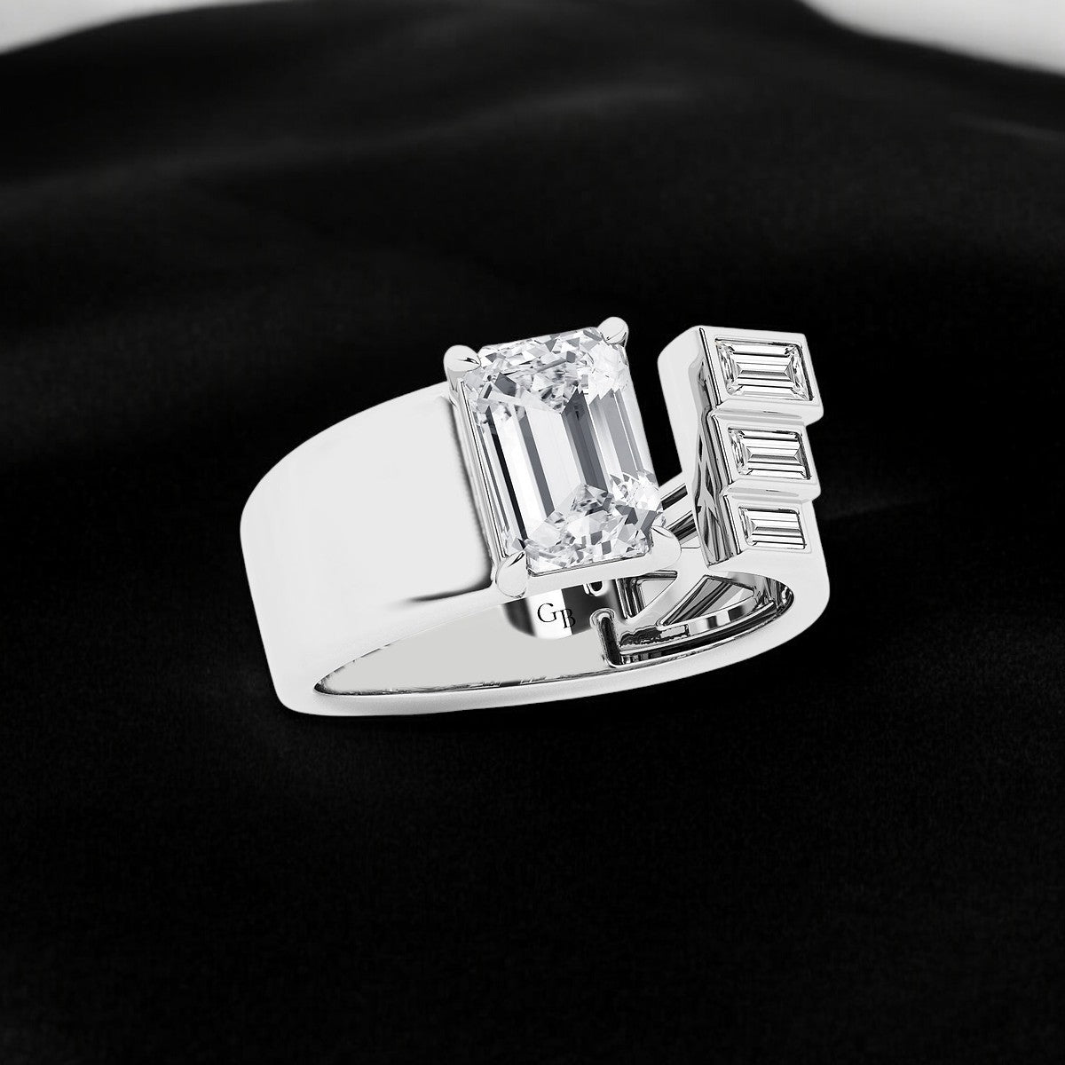 Emerald & Baguette Lab Grown Diamond Cigar Fashion Band