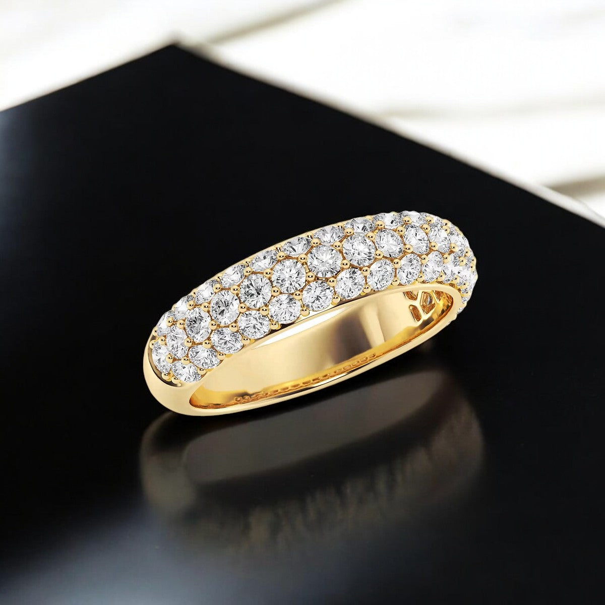 Round Lab Grown Diamond Domed Fashion Band