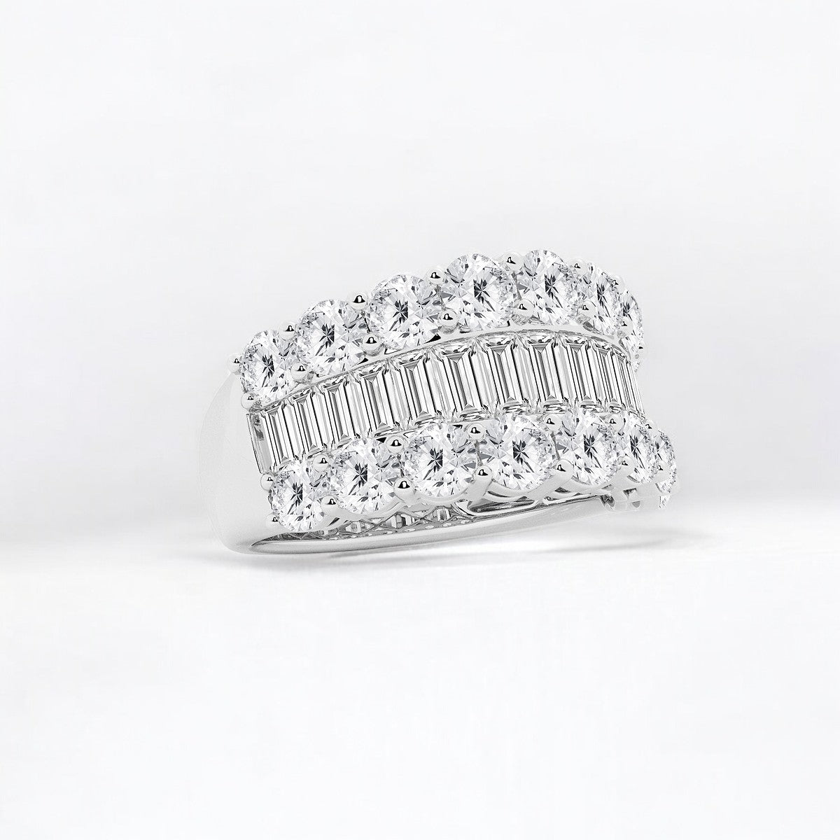 Baguette and Round Lab Grown Diamond Fashion Band