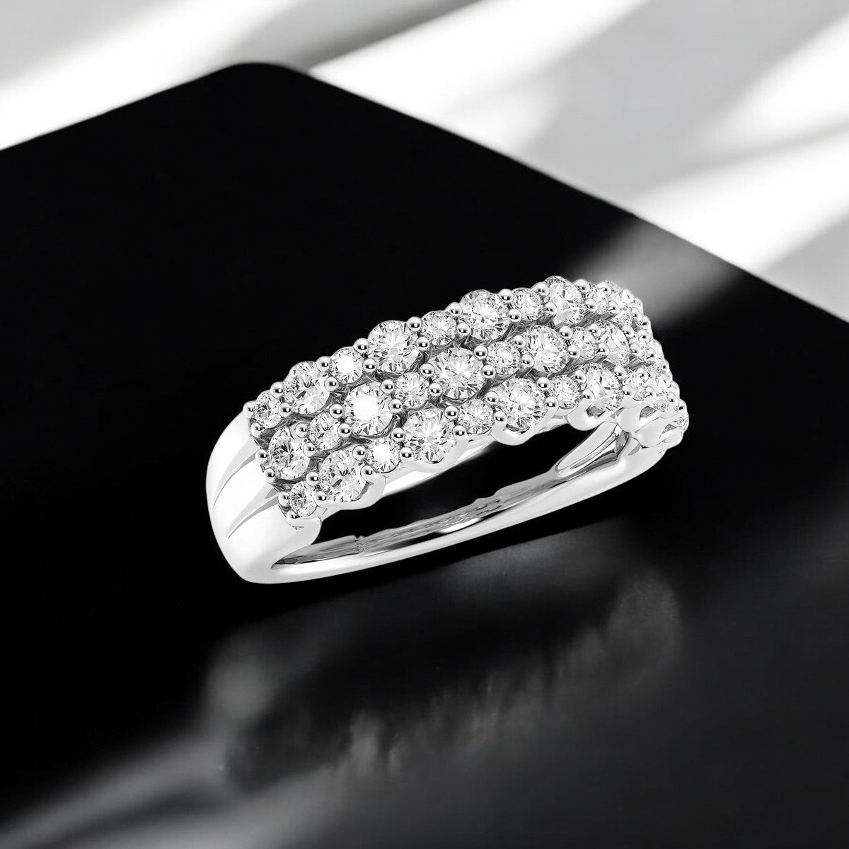 Round Lab Grown Diamond Triple Row Fashion Band