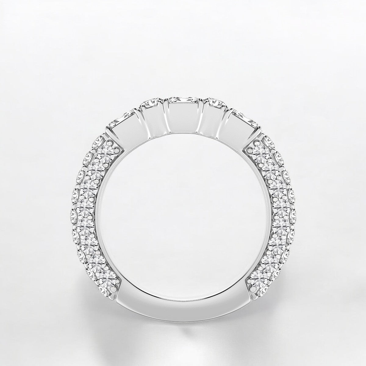 Emerald & Round Lab Grown Diamond Rollover Fashion Band