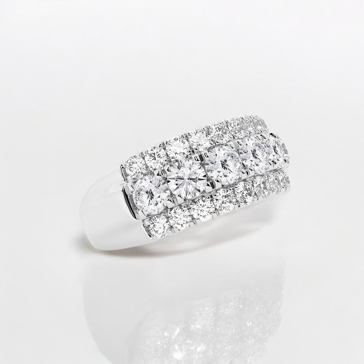 Round Lab Grown Diamond Triple Row Fashion Band