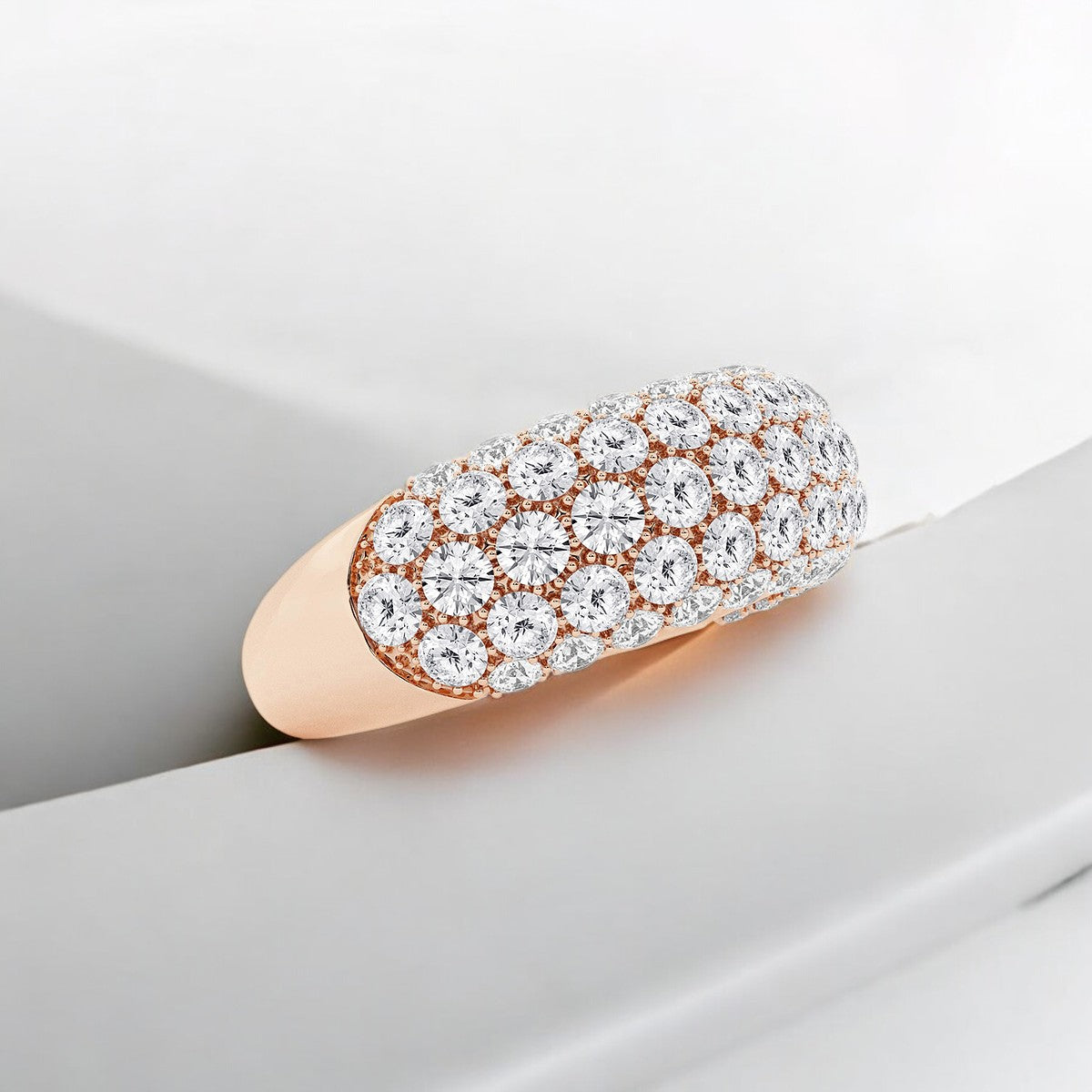 Round Lab Grown Diamond Domed Fashion Band