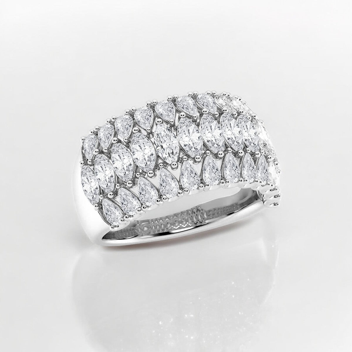 Pear and Marquise Lab Grown Diamond Triple Row Fashion Band