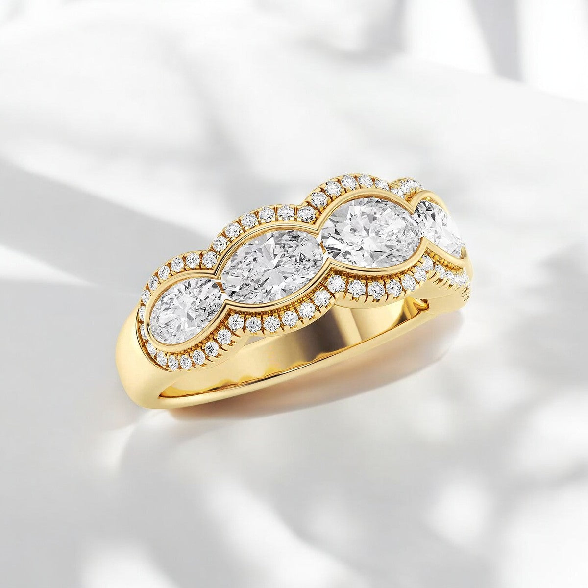 Oval Lab Grown Diamond Five-Stone Halo Fashion Band