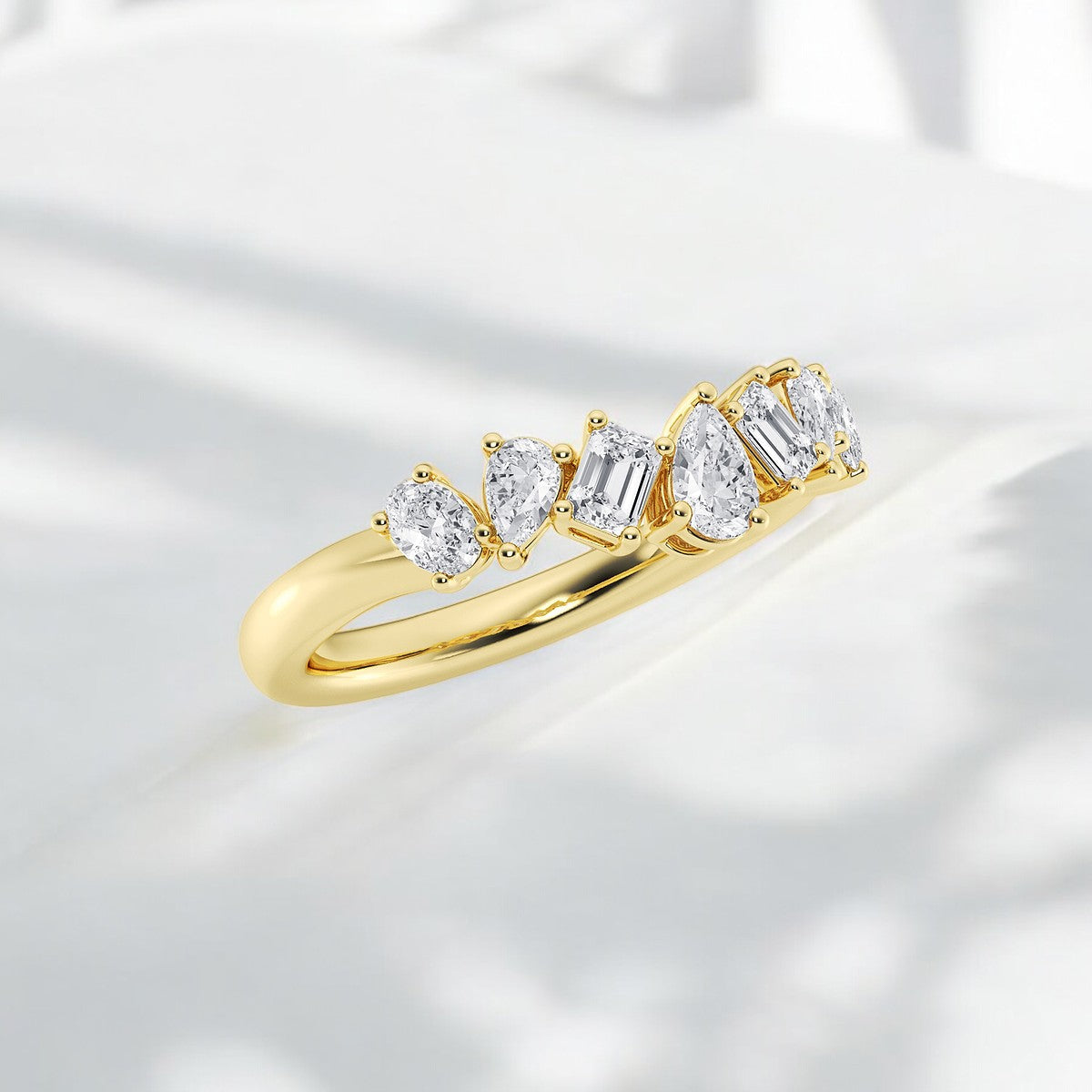 Pear, Oval, and Emerald Lab Grown Diamond Contour Fashion Band