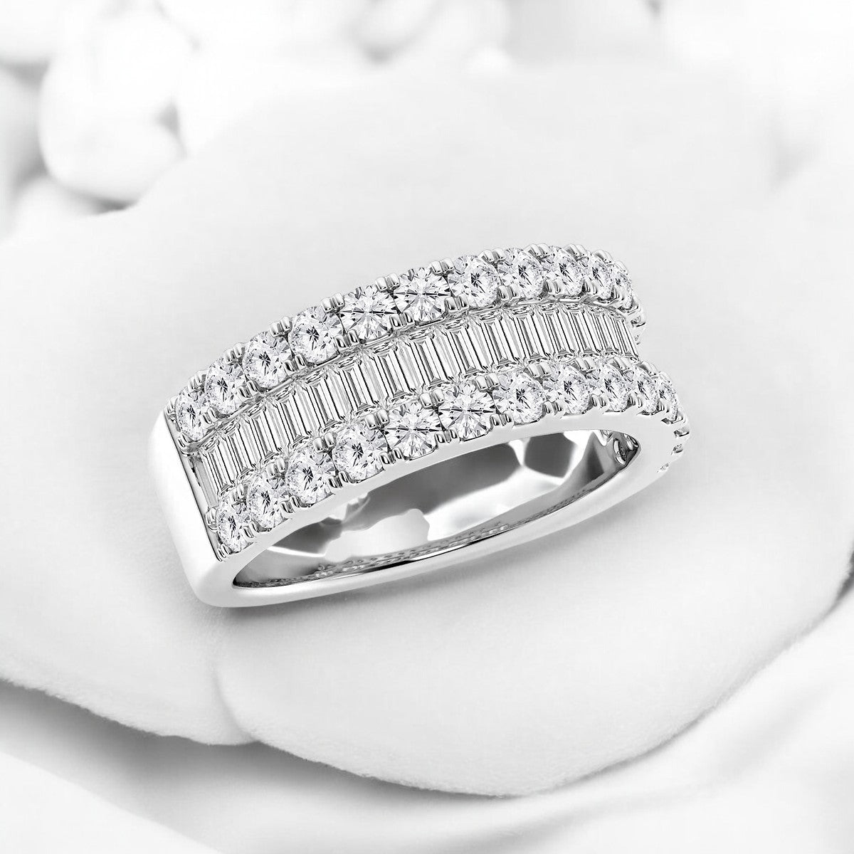 Round and Baguette Lab Grown Diamond Fashion Band