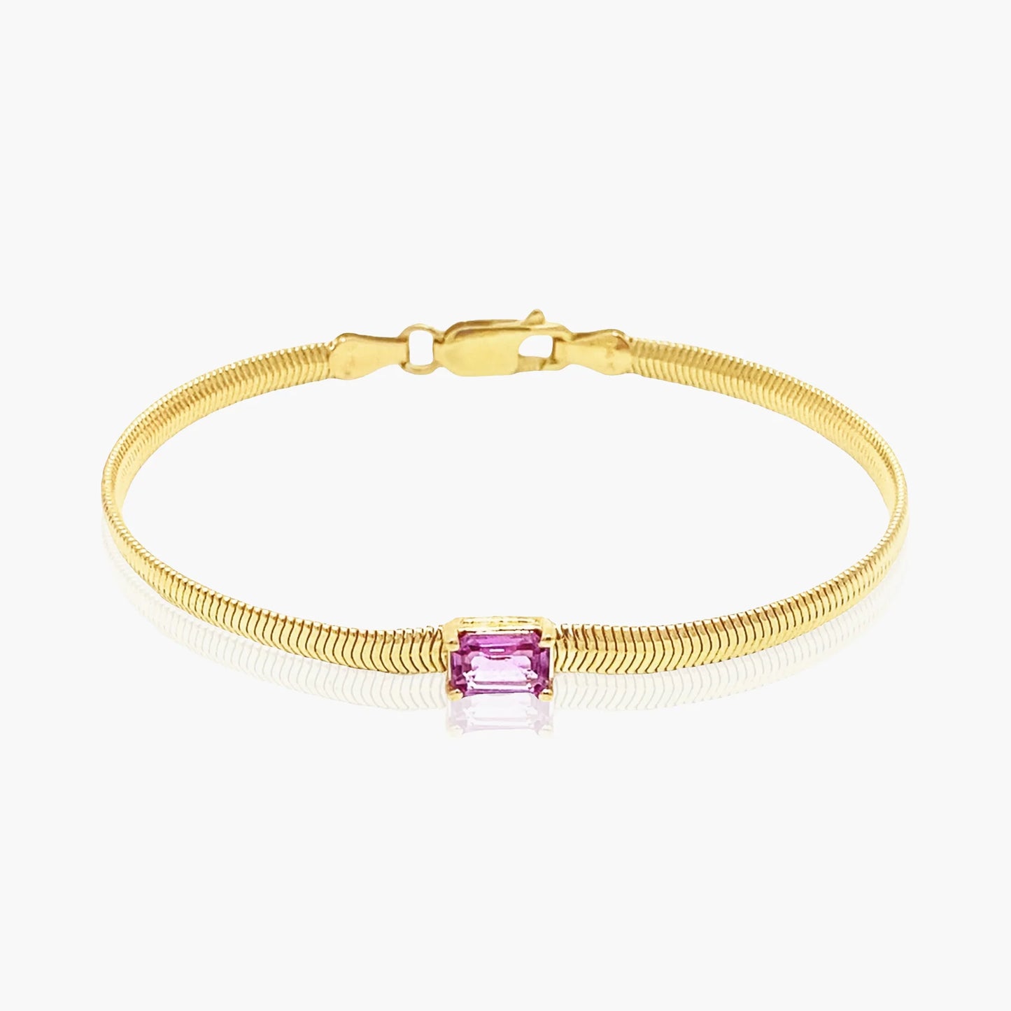 14K Yellow Gold Colored Gemstone Snake Bracelet - BPPSE