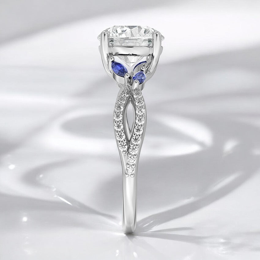 Sapphire and Lab Grown Diamond Engagement Ring - A Testament to Timeless Beauty
