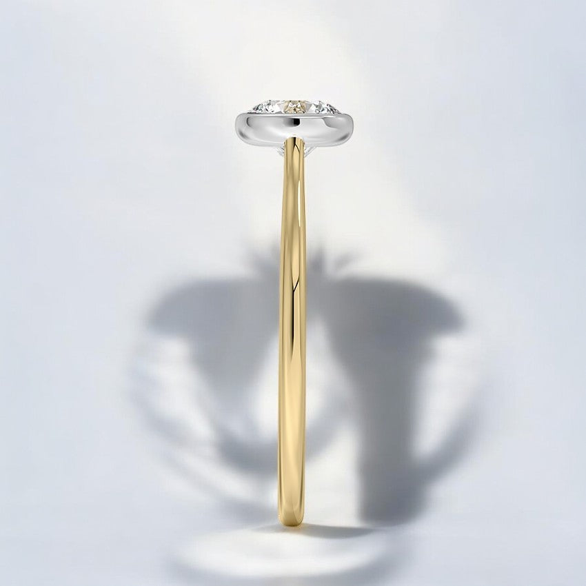 Mixed Metal Petite Luna Bezel Lab Grown Diamond Engagement Ring - Gracefully Styled for a Lifetime of Memories