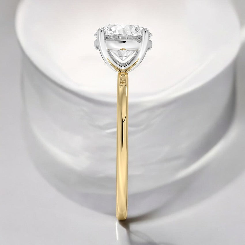 Platinum Mixed Metal Perfect Fit Solitaire Lab Grown Diamond Engagement Ring - Where Vintage Charm Meets Modern Elegance