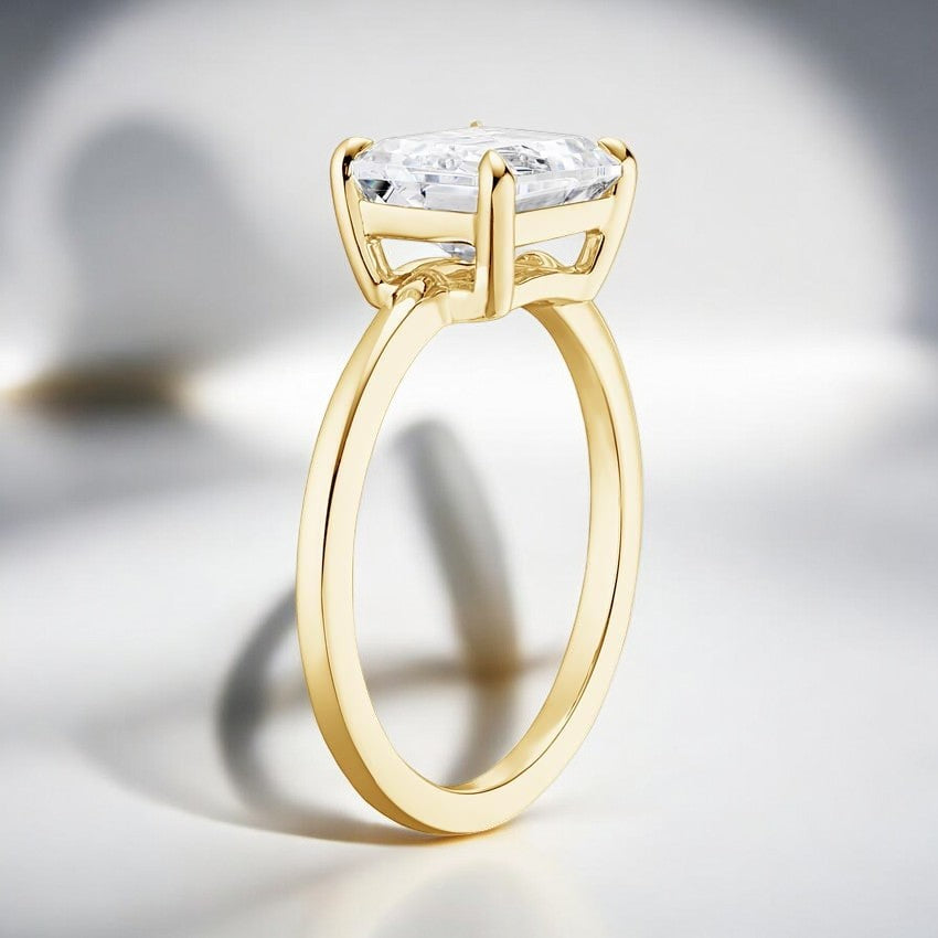 East-West Solitaire Lab Grown Diamond Engagement Ring - A Glimmering Tribute to Everlasting Love