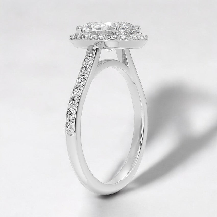 Halo Lab Grown Diamond Engagement Ring with Side Stones - Unmatched Brilliance and Shine