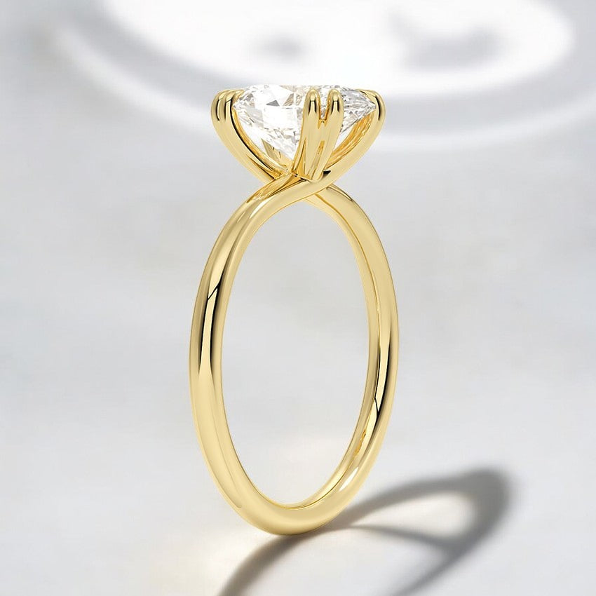 Double Claw Prong Solitaire Lab Grown Diamond Engagement Ring - Effortless Charm with Lasting Appeal