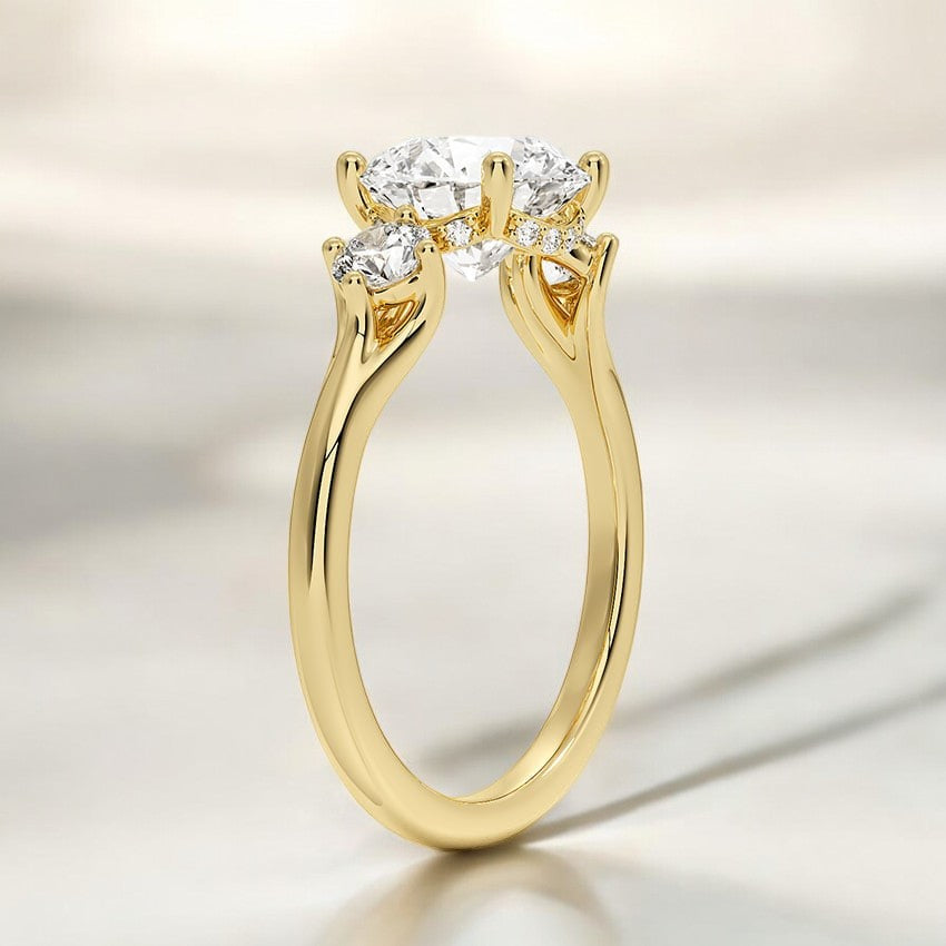 Floating Three Stone Lab Grown Diamond Engagement Ring