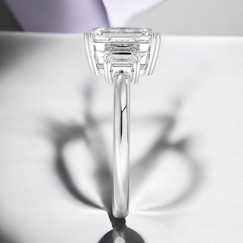 Double Prong Three Stone Lab Grown Diamond Engagement Ring