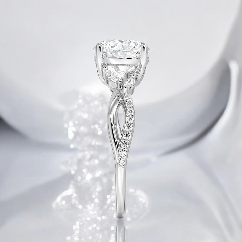 Petite Twisted Lab Grown Diamond Engagement Ring - A Sparkling Tribute to Love's Journey