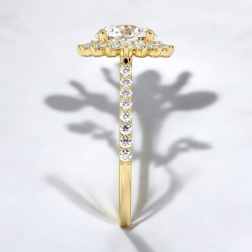 Halo Lab Grown Diamond Engagement Ring - Where Nature Meets Artistry
