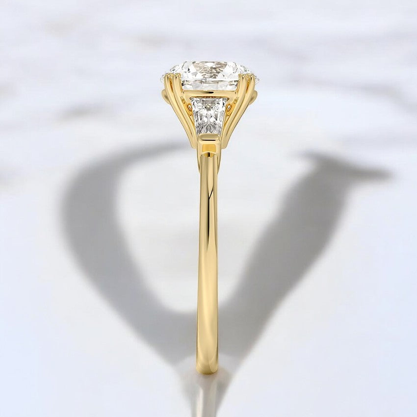 Double Prong Three Stone Lab Grown Diamond Engagement Ring